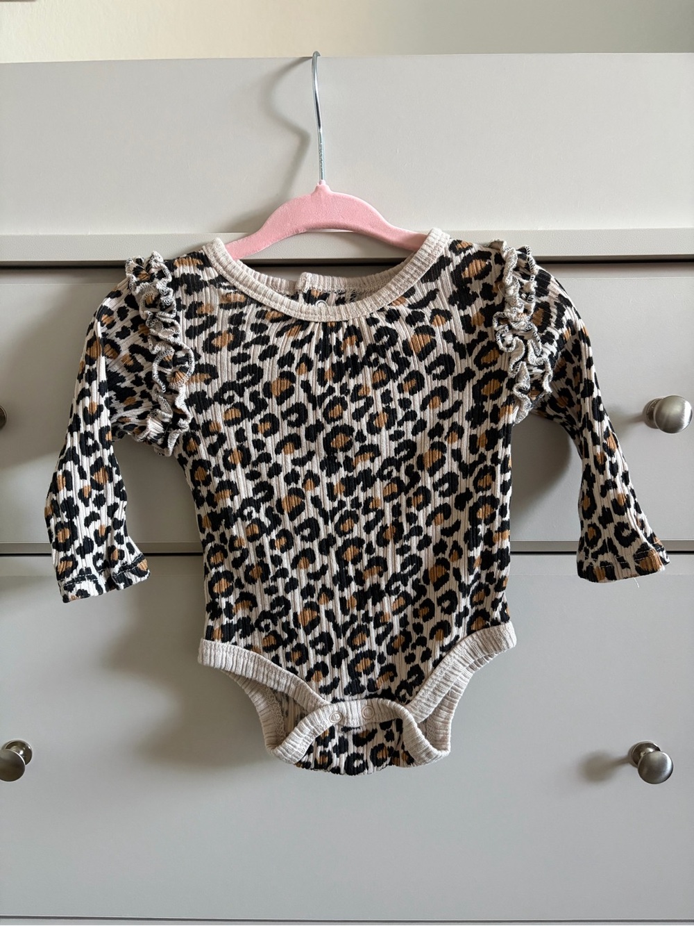 Rachel Zoe Leopard-Print Long-Sleeve Baby Bodysuit in Cream, Tan & Black
